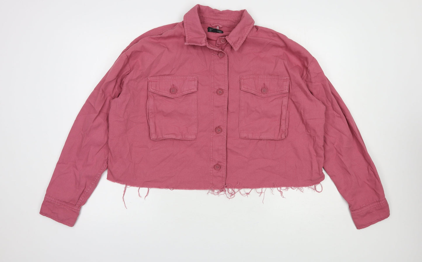 Topshop Womens Pink   Jacket  Size M  Button - Cropped