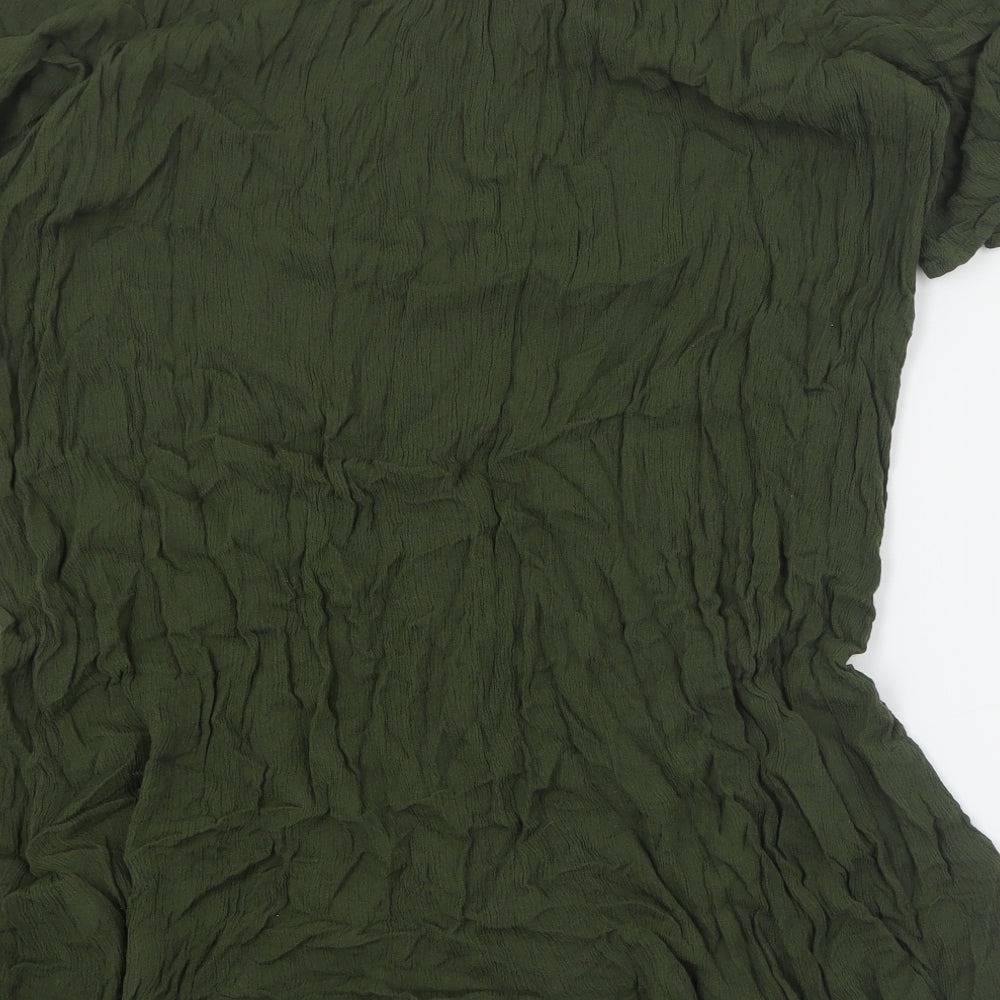Papaya Womens Green  Viscose Mini  Size S  V-Neck Pullover - Beach cover up
