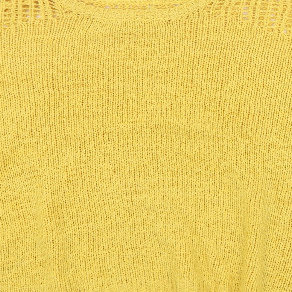 Peacocks Womens Yellow Round Neck  Acrylic Pullover Jumper Size M
