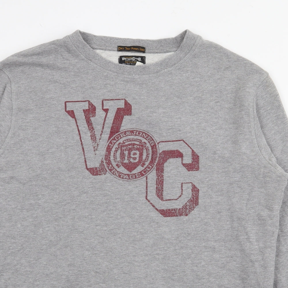 Vintage Cloth Mens Grey  Cotton Pullover Sweatshirt Size L
