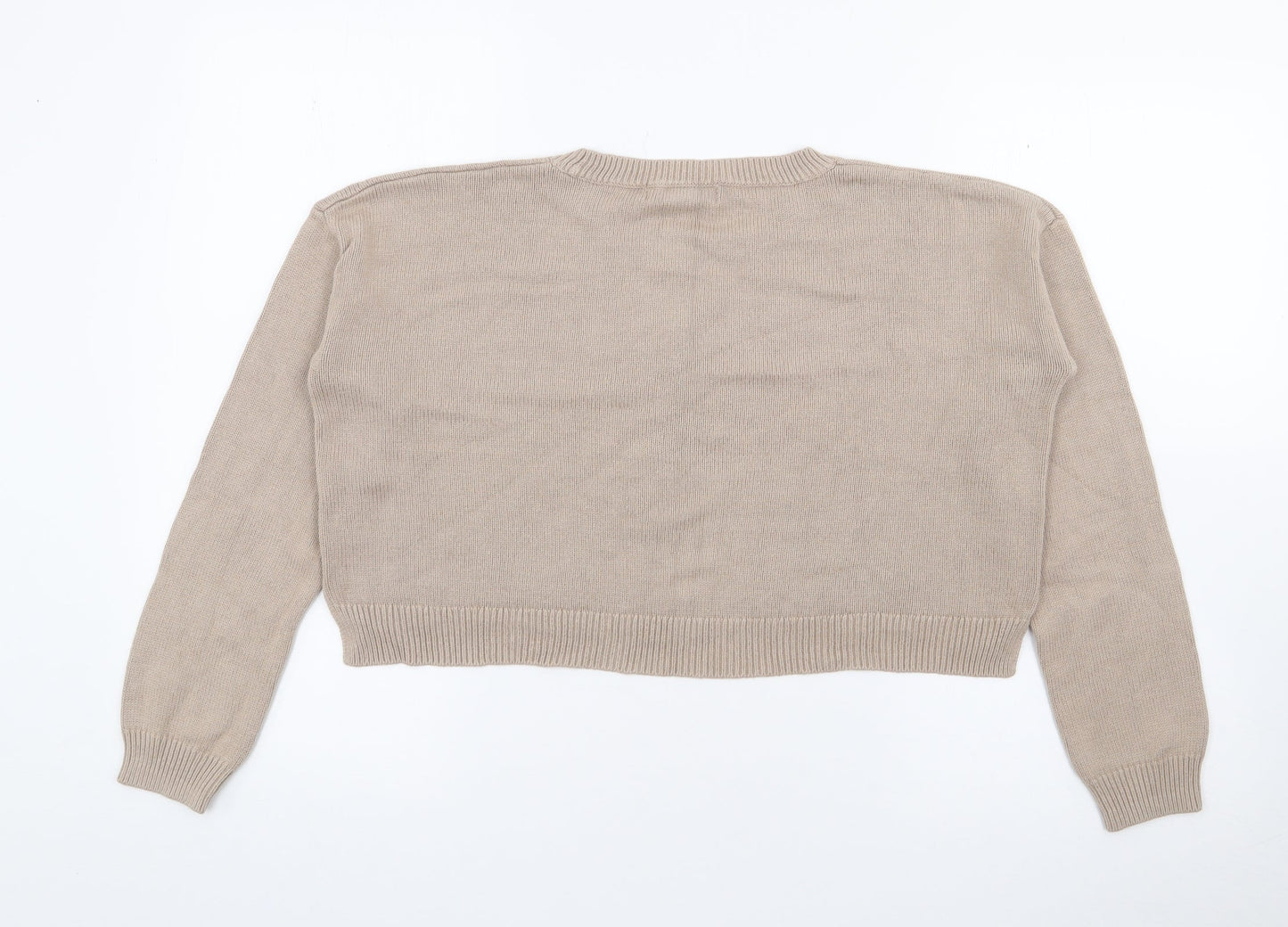 Forever 21  Womens Beige Crew Neck  Cotton Pullover Jumper Size M