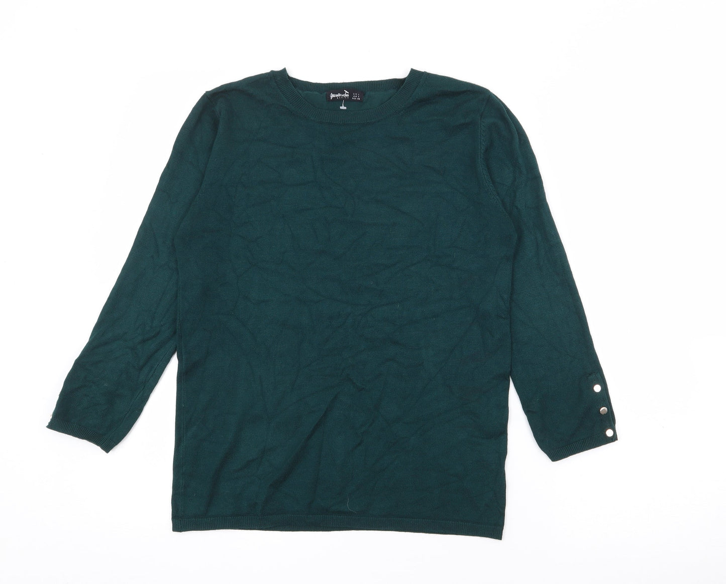 Stradivarius Womens Green Crew Neck  Polyester Pullover Jumper Size L