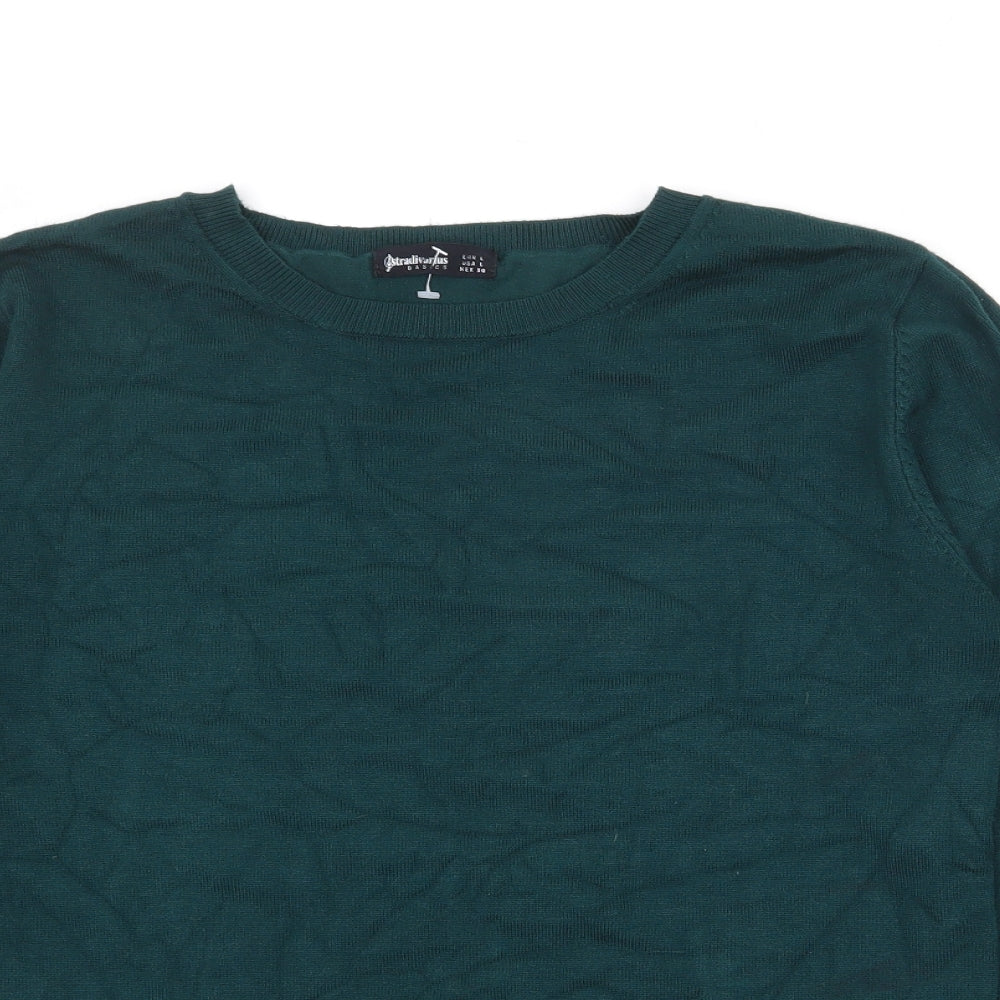 Stradivarius Womens Green Crew Neck  Polyester Pullover Jumper Size L