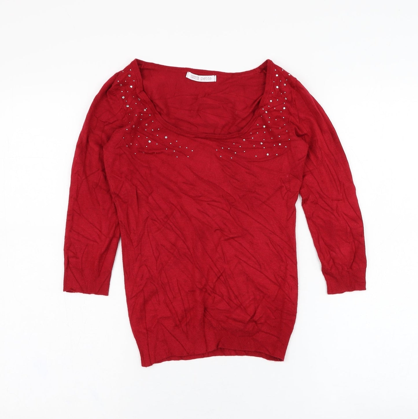 Marks and Spencer Womens Red Scoop Neck  Viscose Pullover Jumper Size 6