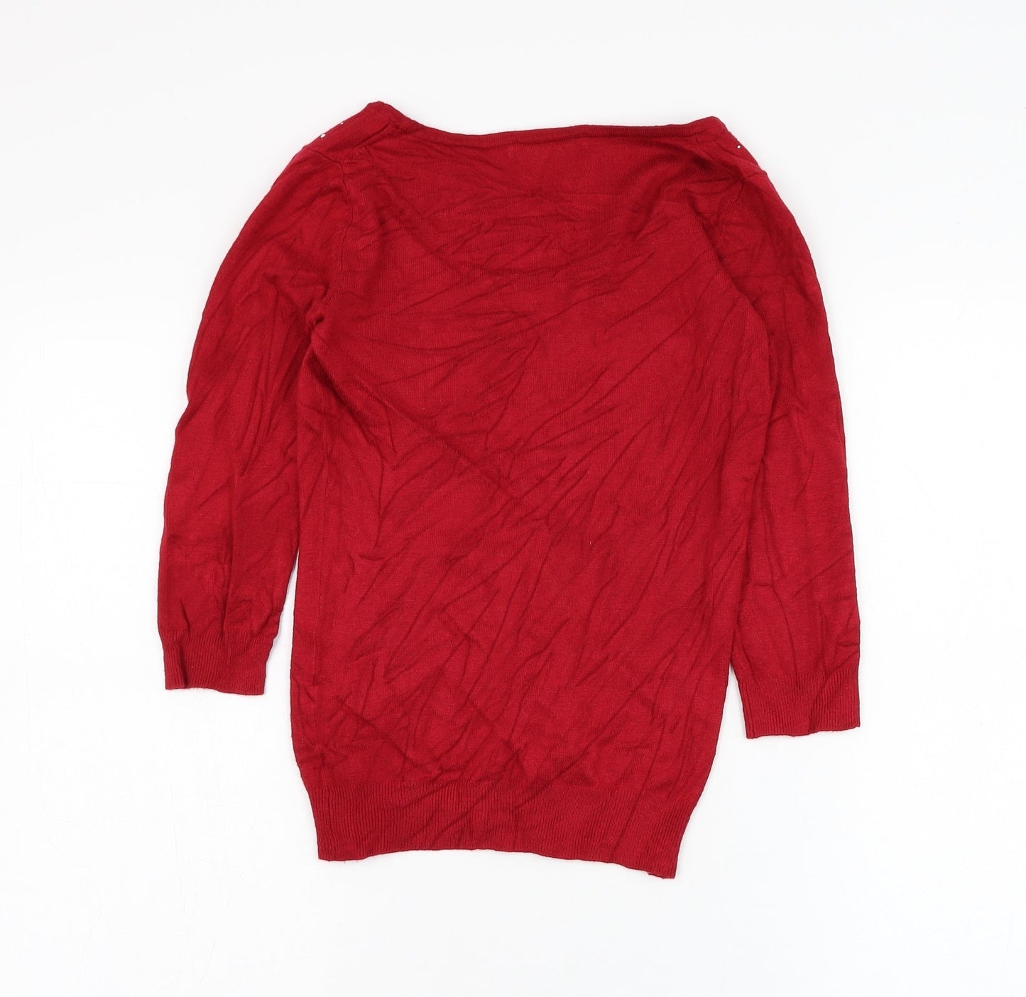 Marks and Spencer Womens Red Scoop Neck  Viscose Pullover Jumper Size 6
