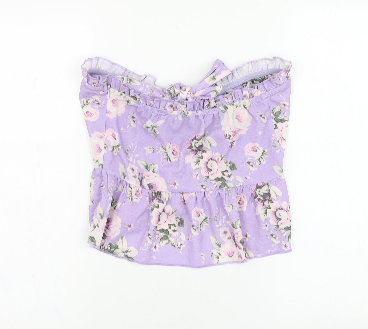 PARISIAN SIGNATURE Womens Purple Floral Polyester Basic Tank Size 8 Off the Shoulder