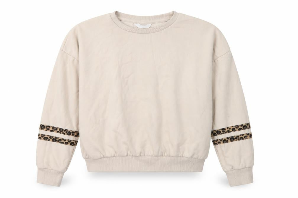 Marks and Spencer Girls Beige Scoop Neck Animal Print Cotton Pullover Jumper Size 12-13 Years