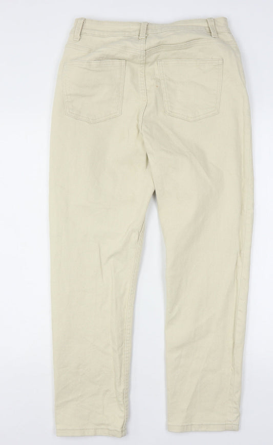 Denim & Co. Womens Beige  Cotton Straight Jeans Size 12 L26 in Regular