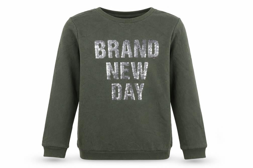 H&M Girls Green  Cotton Pullover Sweatshirt Size 11-12 Years  Pullover - Reversible sequins