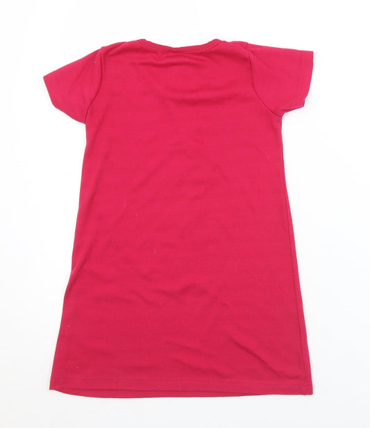 Papermoon Girls Pink Solid Polyester Top Nightshirt Size 3-4 Years   - Teddy bear