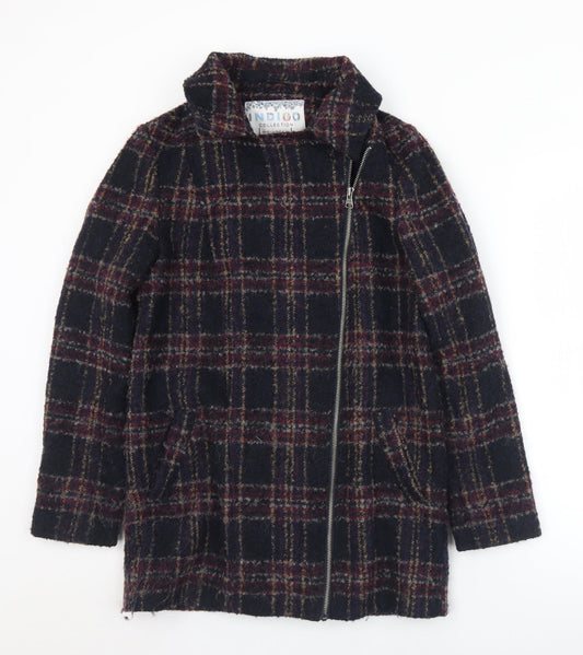 Marks and Spencer Womens Black Plaid  Pea Coat Coat Size 10  Zip
