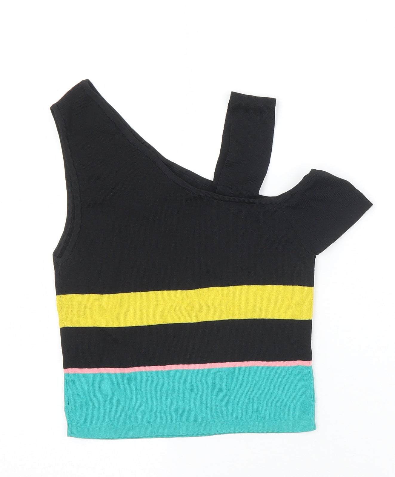 River Island Womens Multicoloured Striped Viscose Cropped Tank Size 8 Round Neck
