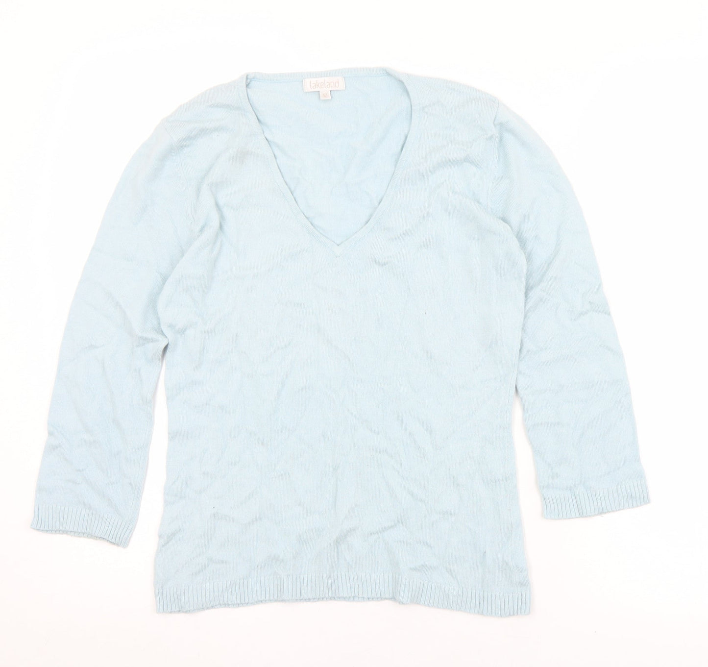 Lakeland Womens Blue V-Neck  Viscose Pullover Jumper Size 10
