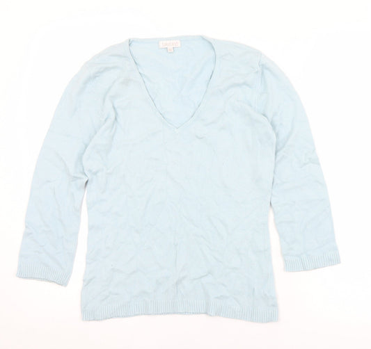 Lakeland Womens Blue V-Neck  Viscose Pullover Jumper Size 10