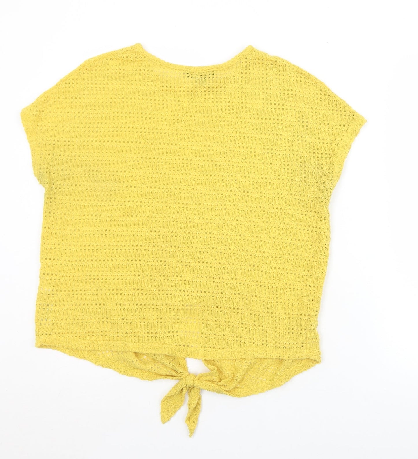 New Look Womens Yellow  Polyester Basic T-Shirt Size S Round Neck
