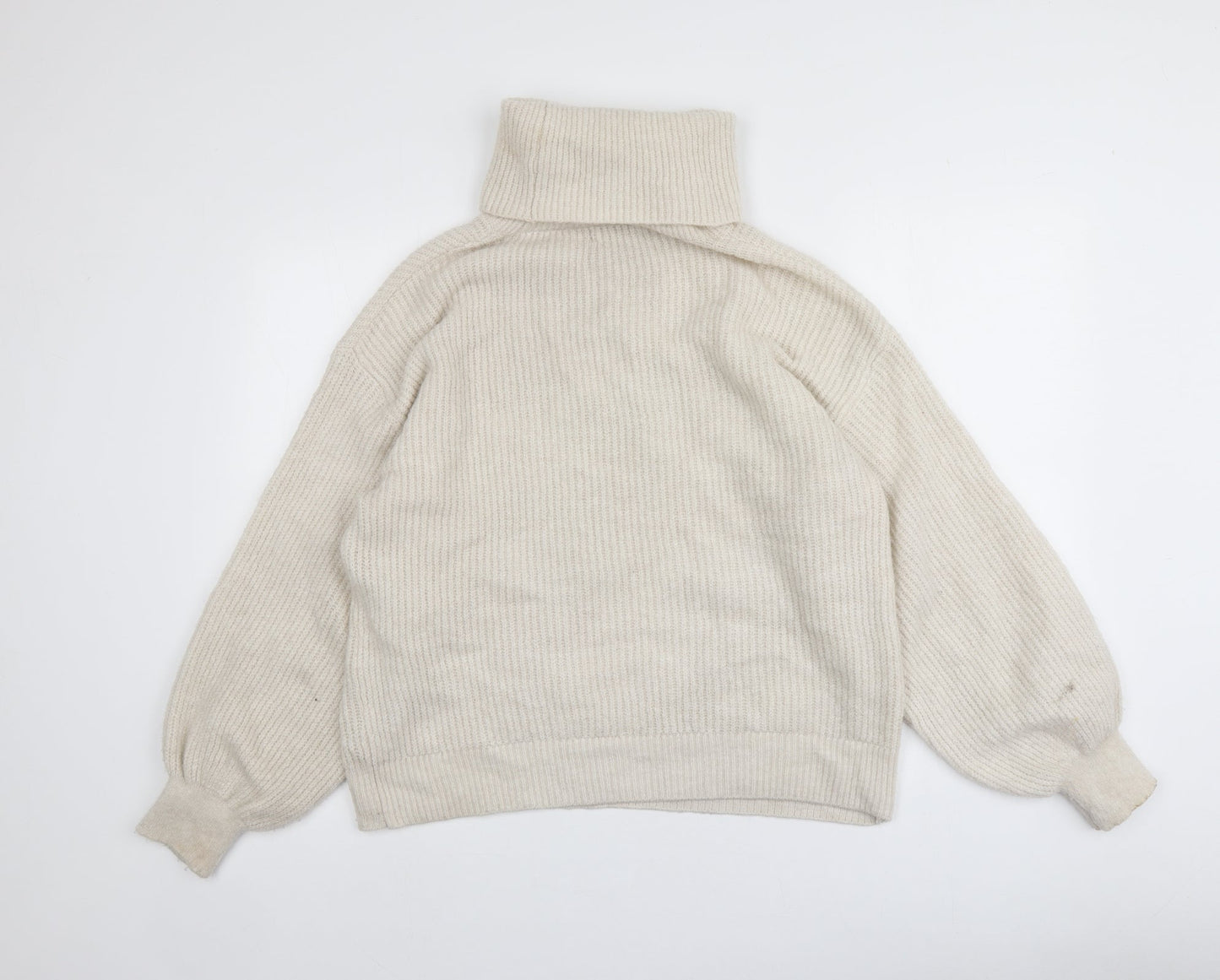 Gallery Womens Beige Roll Neck  Acrylic Pullover Jumper Size M