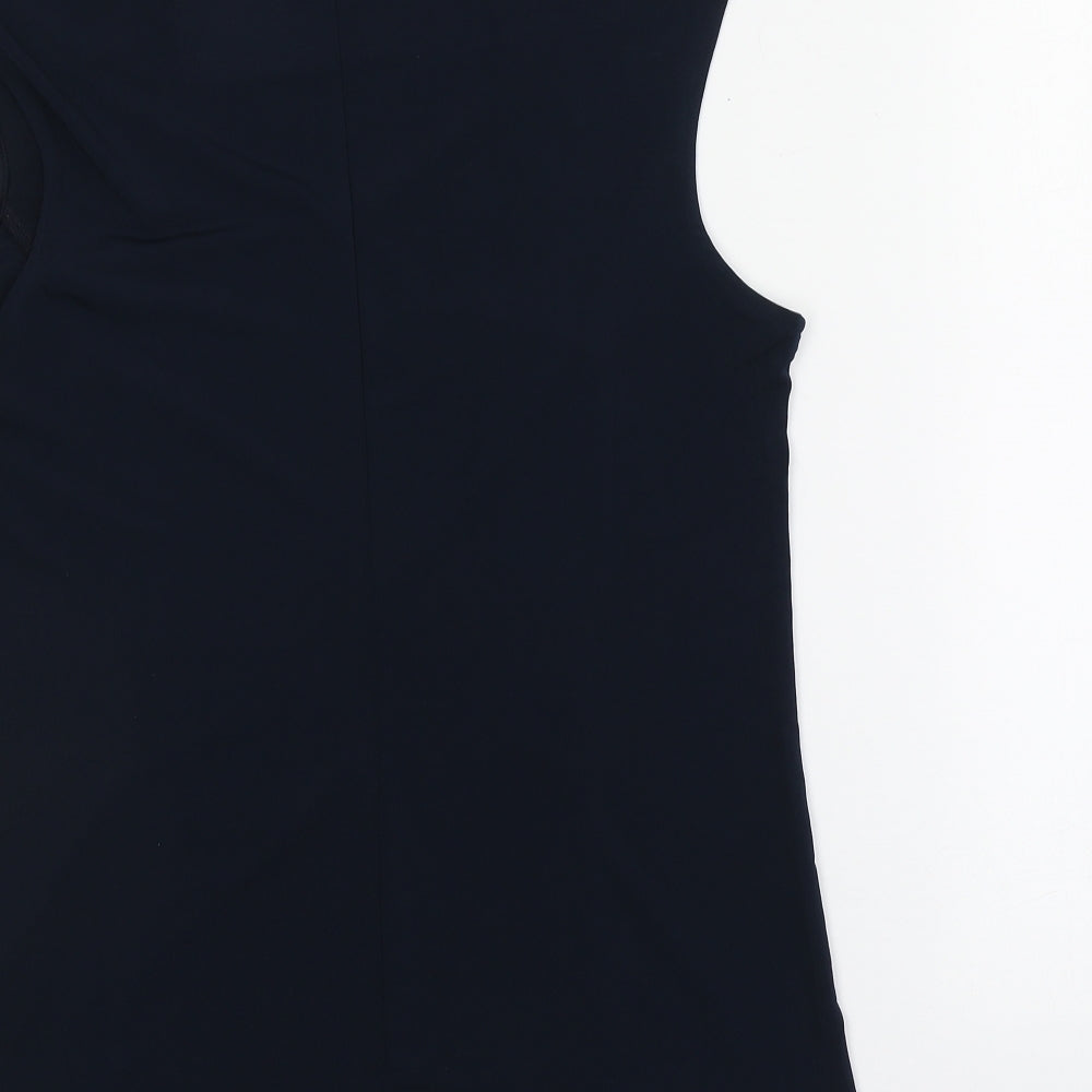 Chelsea & Theodore Womens Blue  Polyester Basic T-Shirt Size L V-Neck
