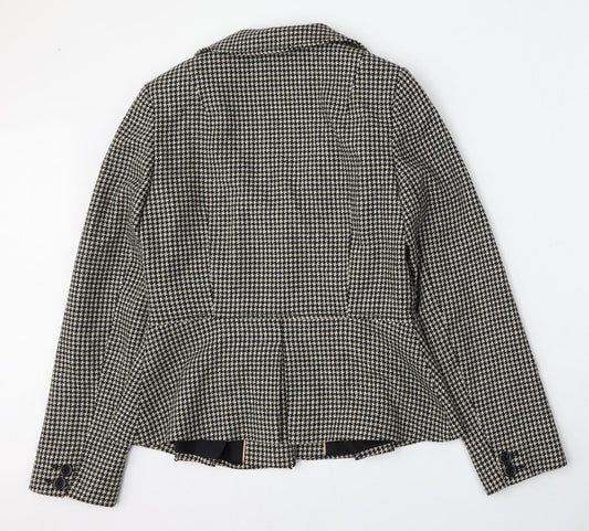 Alex&Co Womens Beige Houndstooth Wool Jacket Blazer Size 10