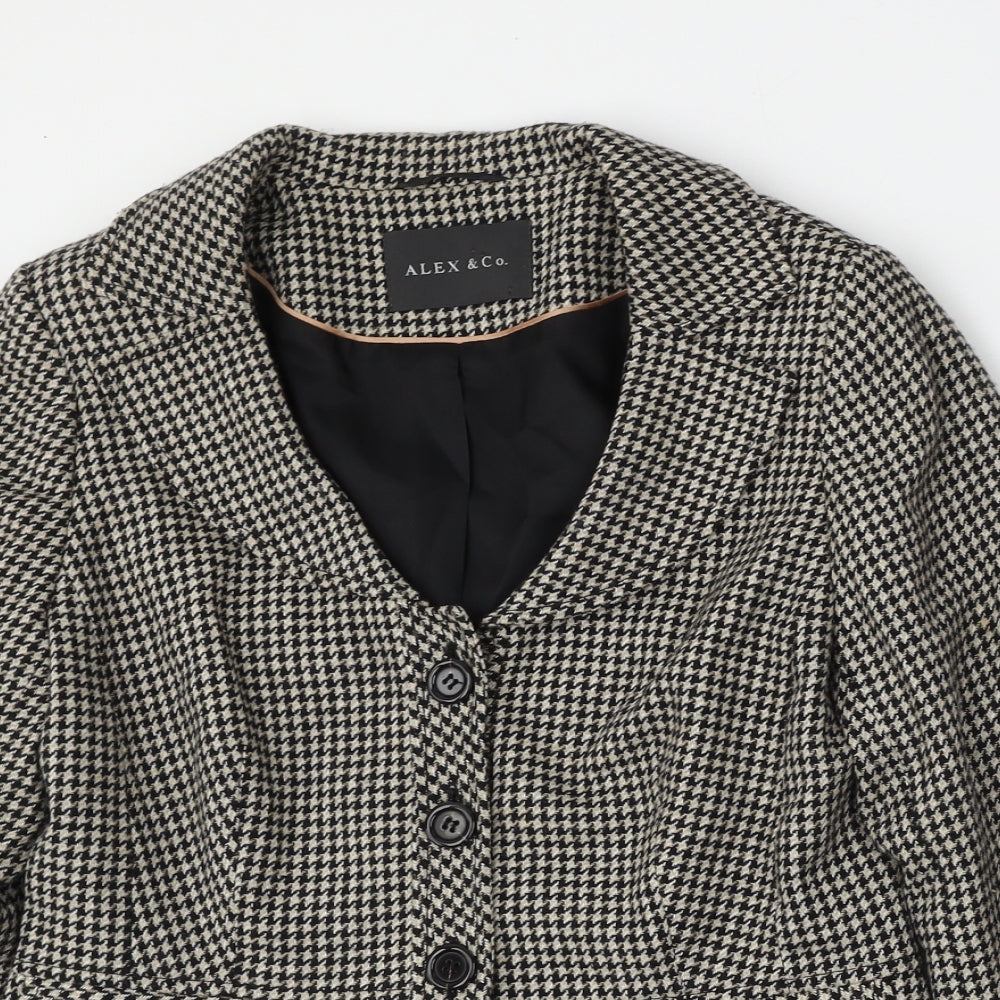 Alex&Co Womens Beige Houndstooth Wool Jacket Blazer Size 10