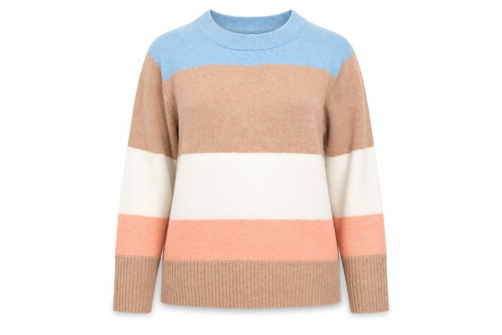Preworn Womens Multicoloured Round Neck Striped Polyester Pullover Jumper Size M