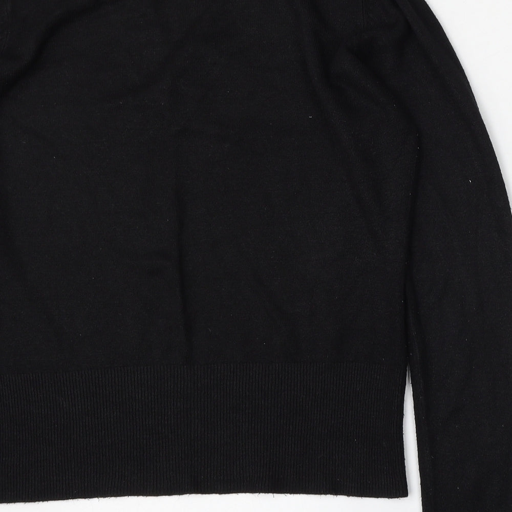 Evie Womens Black V-Neck  Acrylic Pullover Jumper Size 14