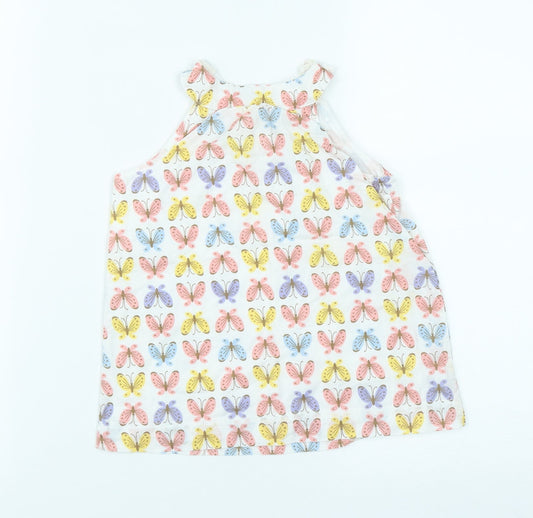 Gap Girls Multicoloured Geometric Cotton A-Line  Size 12-18 Months  Round Neck Button - Butterlfies