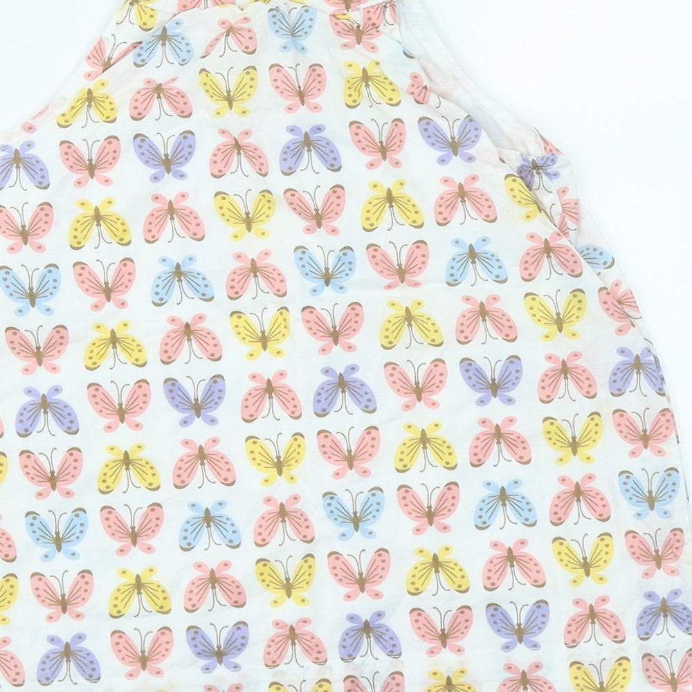Gap Girls Multicoloured Geometric Cotton A-Line  Size 12-18 Months  Round Neck Button - Butterlfies
