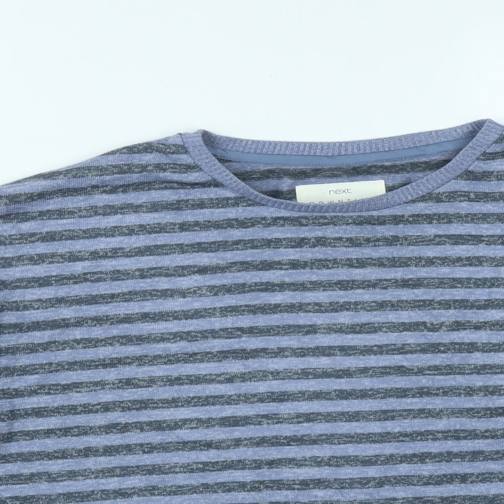 NEXT Mens Blue Striped Viscose Pullover Sweatshirt Size M