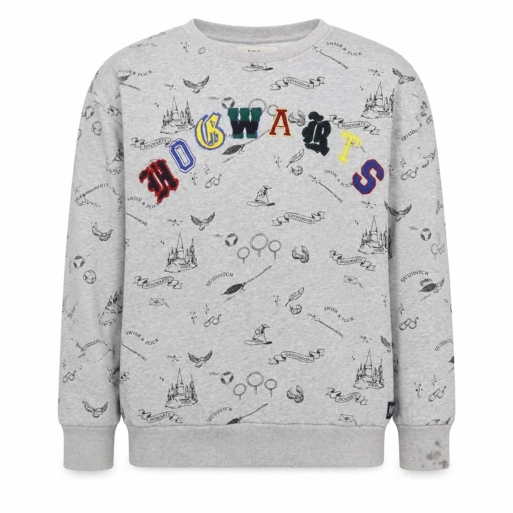 Marks and Spencer Girls Grey Geometric Cotton Pullover Sweatshirt Size 14-15 Years  Pullover