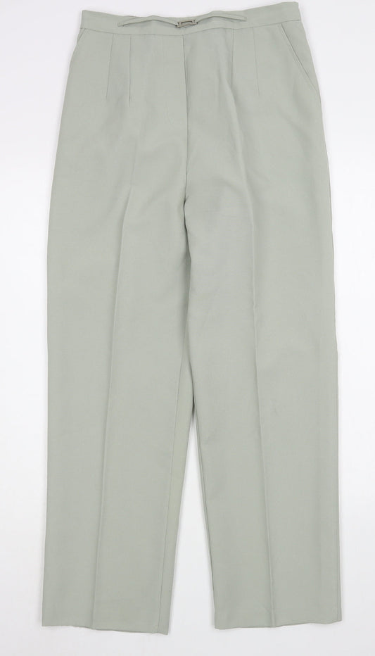 Sarah Hamilton Womens Green  Polyester Trousers  Size 14 L29 in Regular