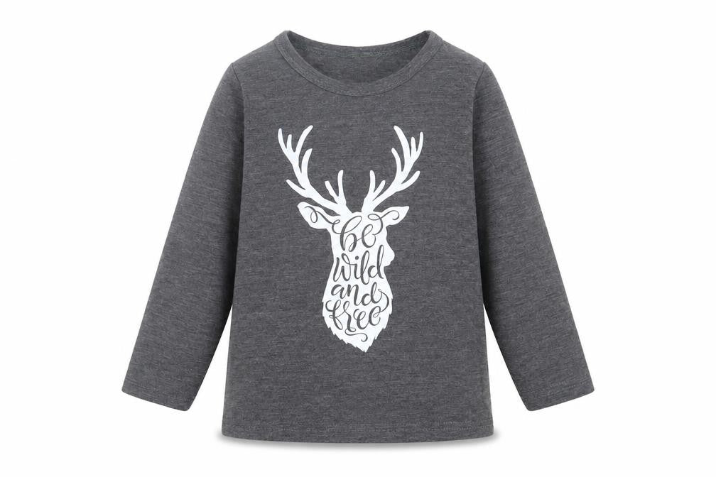 Pat Pat Boys Grey  Polyester Basic Casual Size 2 Years Crew Neck Pullover - Be wild and Free