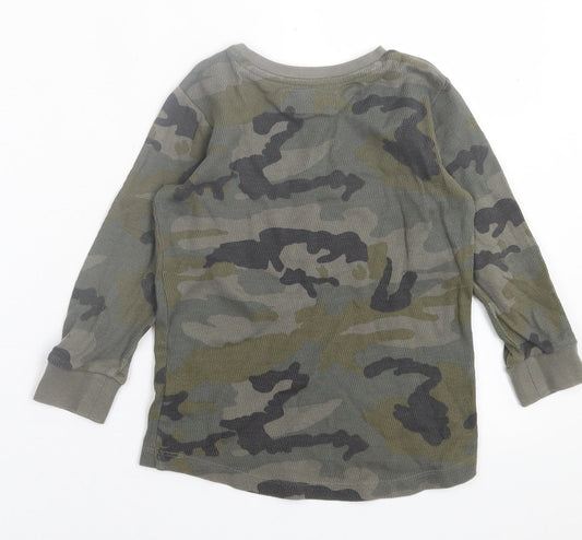 NEXT Boys Green Camouflage Cotton Basic Casual Size 4 Years Crew Neck Pullover