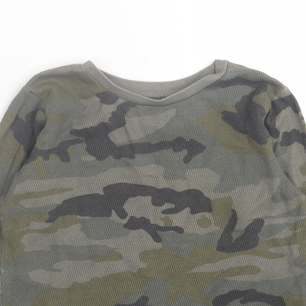 NEXT Boys Green Camouflage Cotton Basic Casual Size 4 Years Crew Neck Pullover