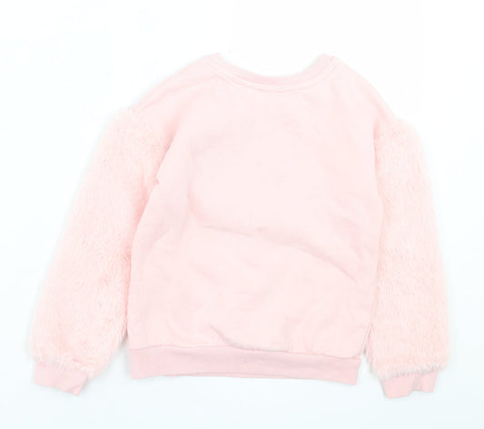 George Girls Pink  Cotton Pullover Sweatshirt Size 6-7 Years  Pullover - I Love Pudsey