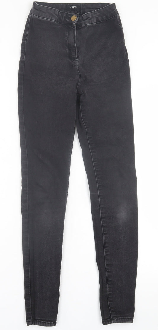 Matalan Womens Black  Cotton Skinny Jeans Size 8 L28 in Regular Button