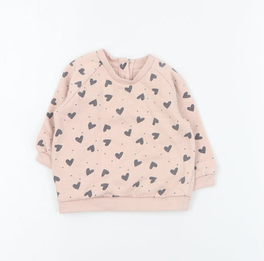 Matalan Baby Pink  Cotton Pullover Jumper Size 3-6 Months  Button
