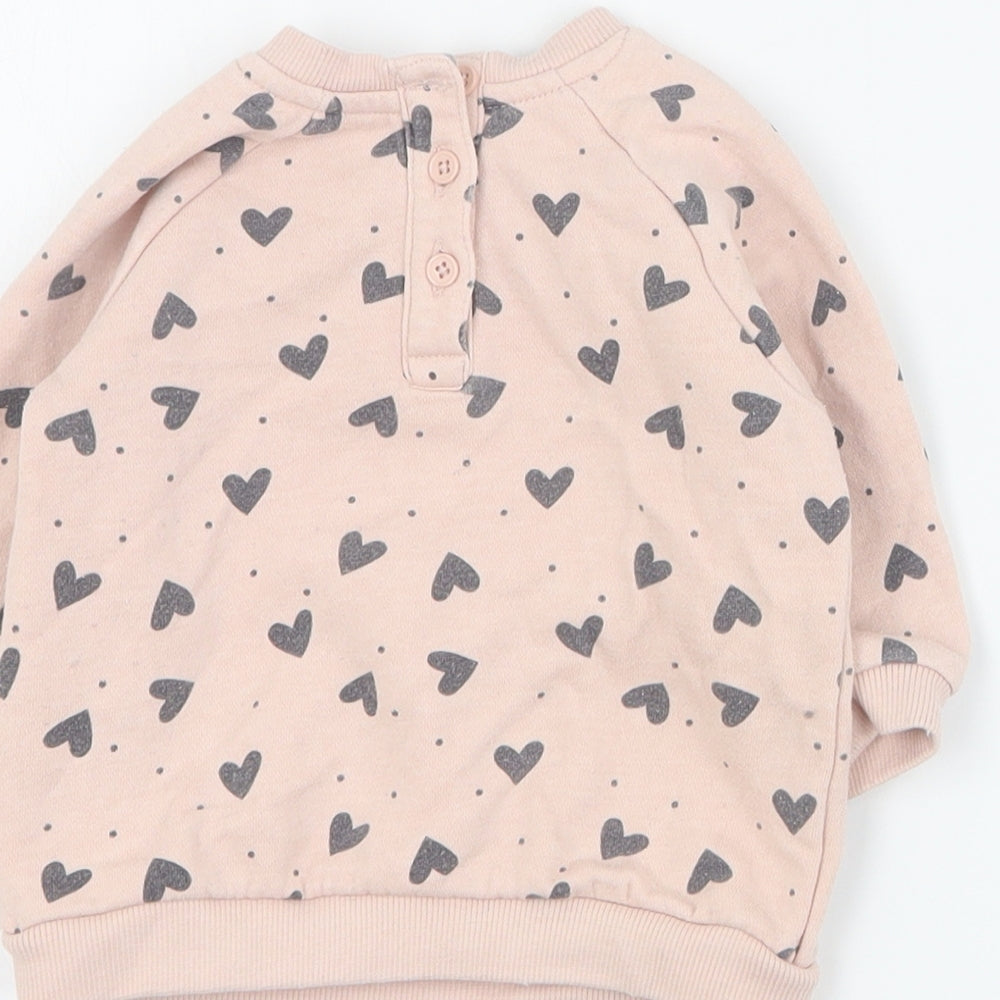 Matalan Baby Pink  Cotton Pullover Jumper Size 3-6 Months  Button
