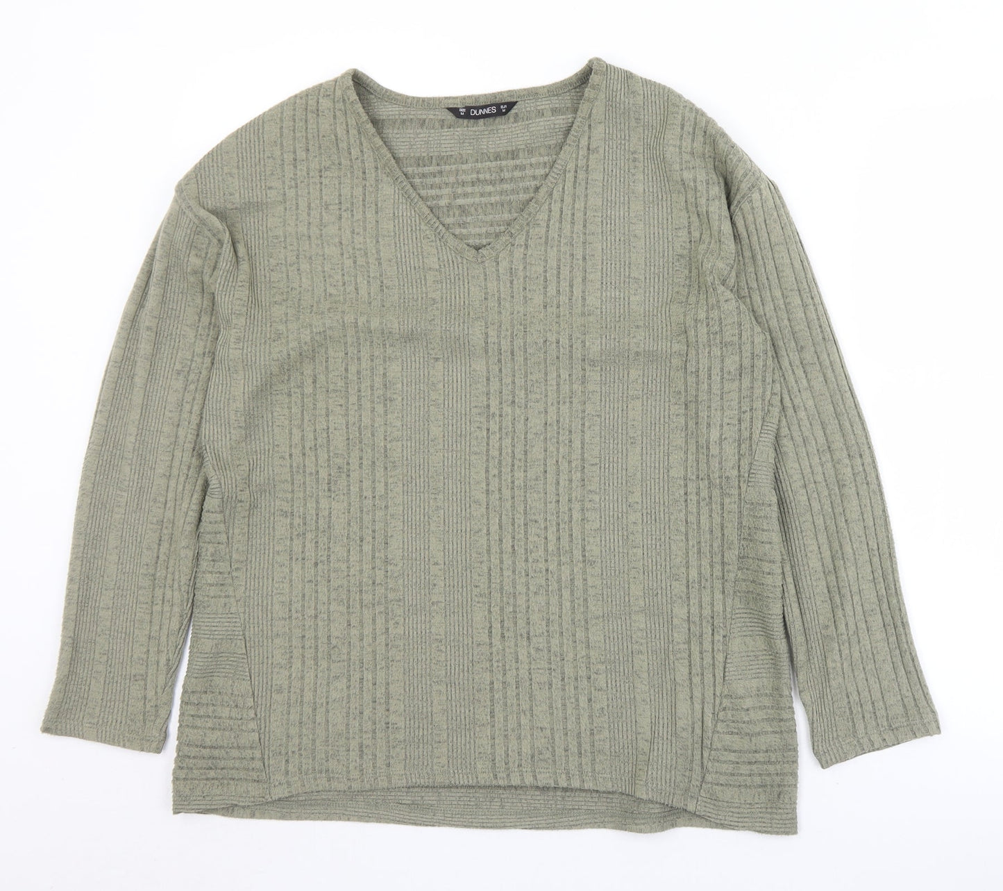 Dunnes Stores Womens Green V-Neck  Polyester Pullover Jumper Size M