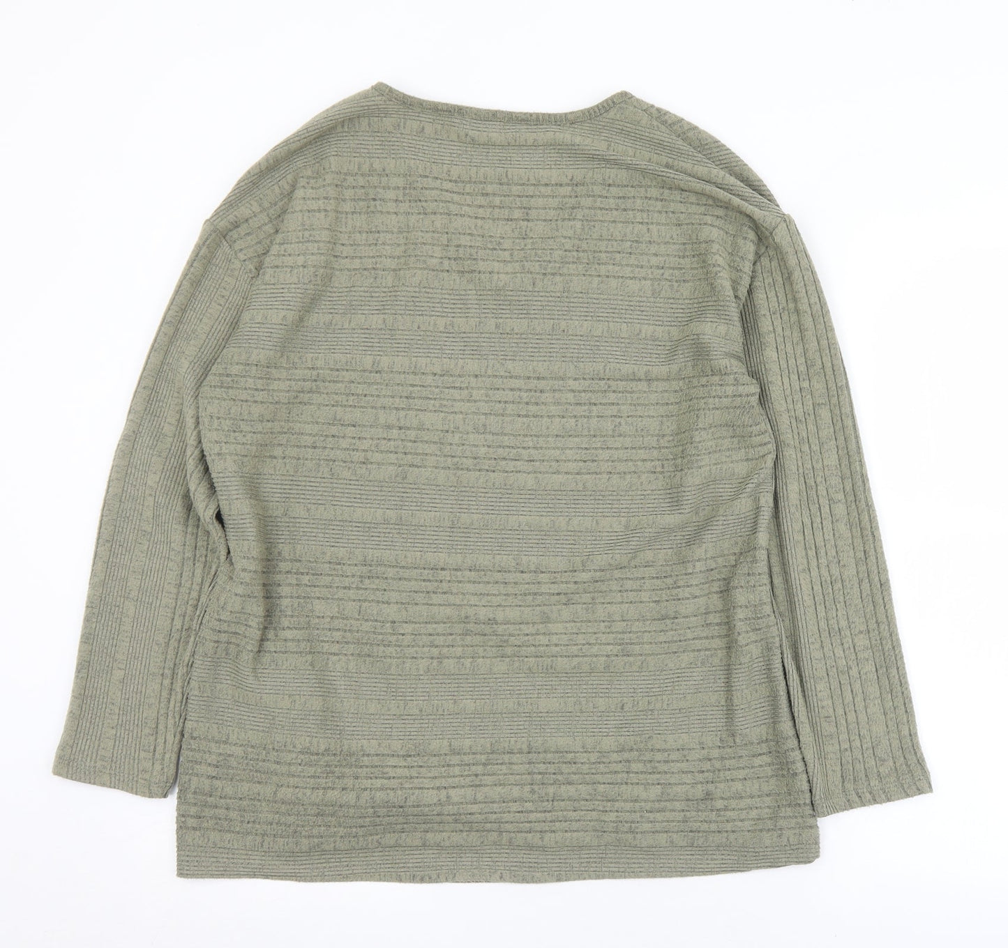Dunnes Stores Womens Green V-Neck  Polyester Pullover Jumper Size M
