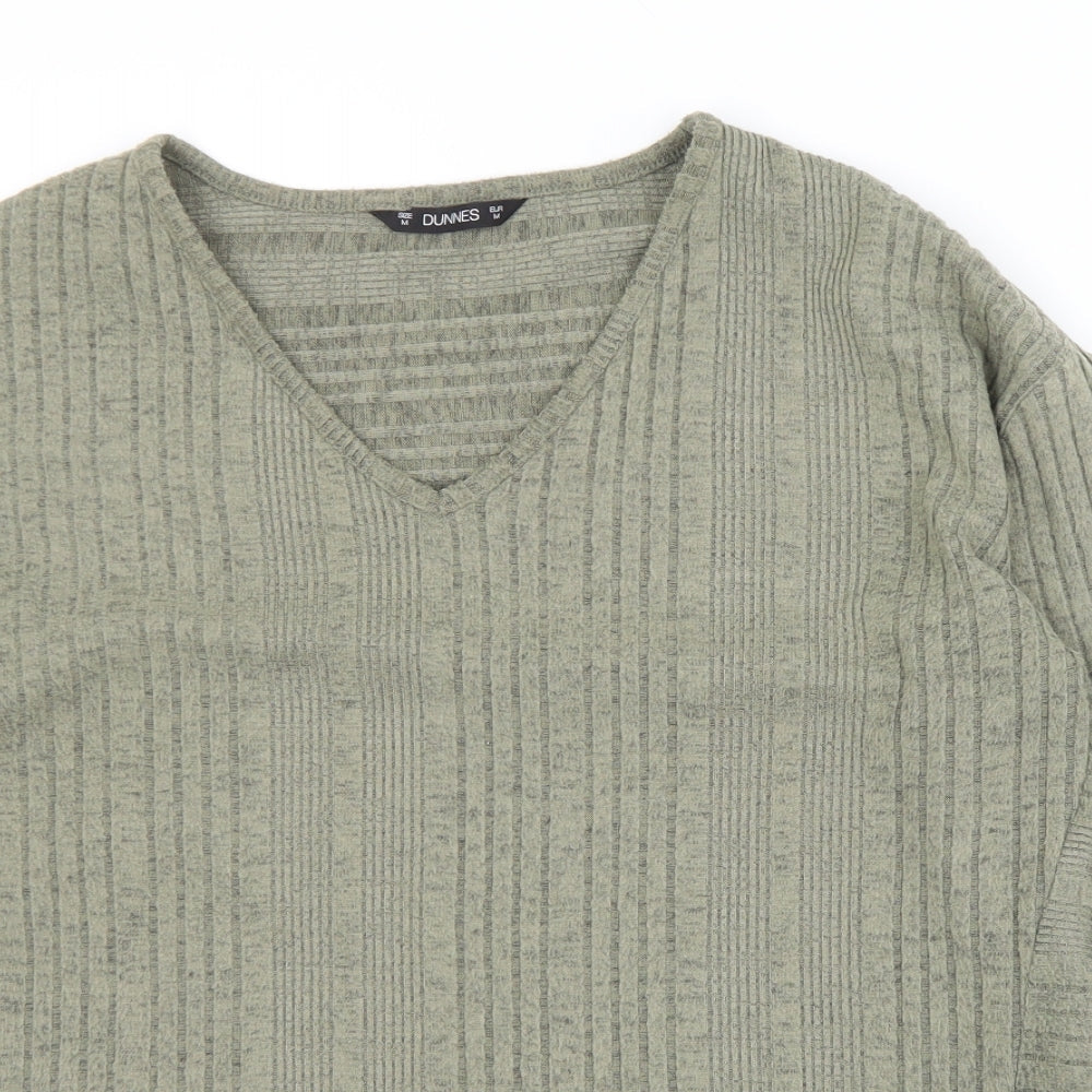 Dunnes Stores Womens Green V-Neck  Polyester Pullover Jumper Size M