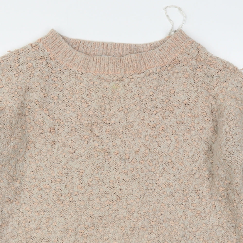 Peacocks Womens Pink Round Neck  Polyester Pullover Jumper Size M