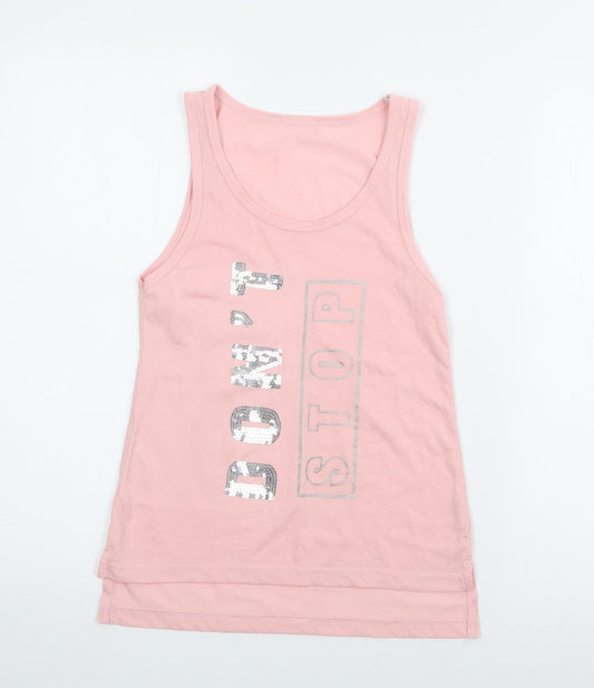 Active Girls Pink  Polyester Camisole Tank Size 9-10 Years Scoop Neck