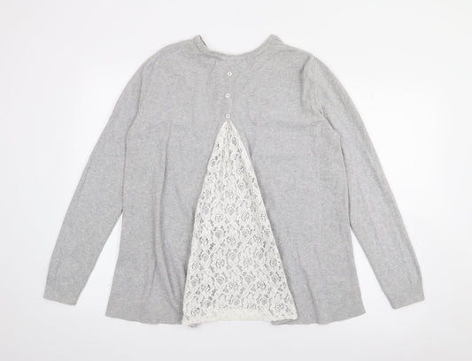 ASOS Womens Grey Crew Neck  Cotton Pullover Jumper Size 10