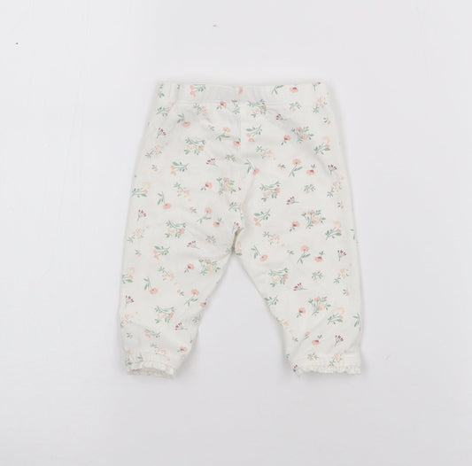 Matalan Girls White Geometric Cotton Pedal Pusher Leggings Size 3-6 Months