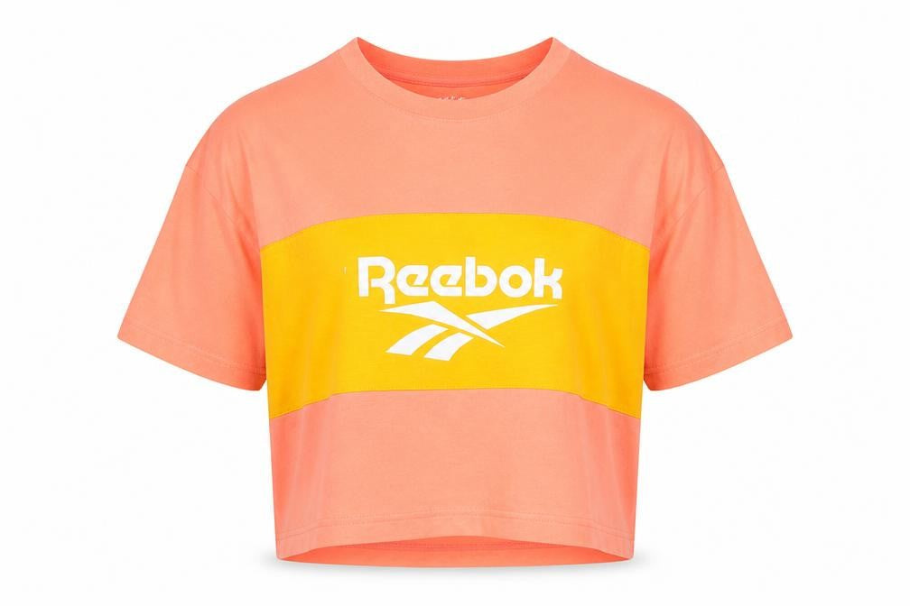 Reebok Womens Pink  Cotton Cropped T-Shirt Size 4 Round Neck