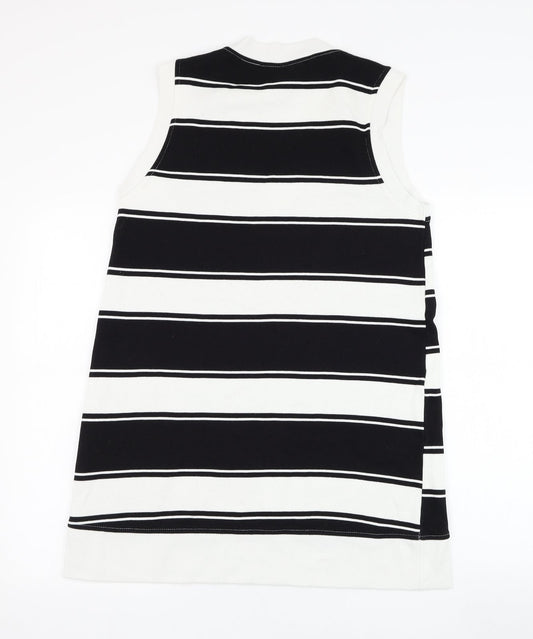 H&M Womens White Striped Cotton Vest Sweatshirt Size M  Pullover