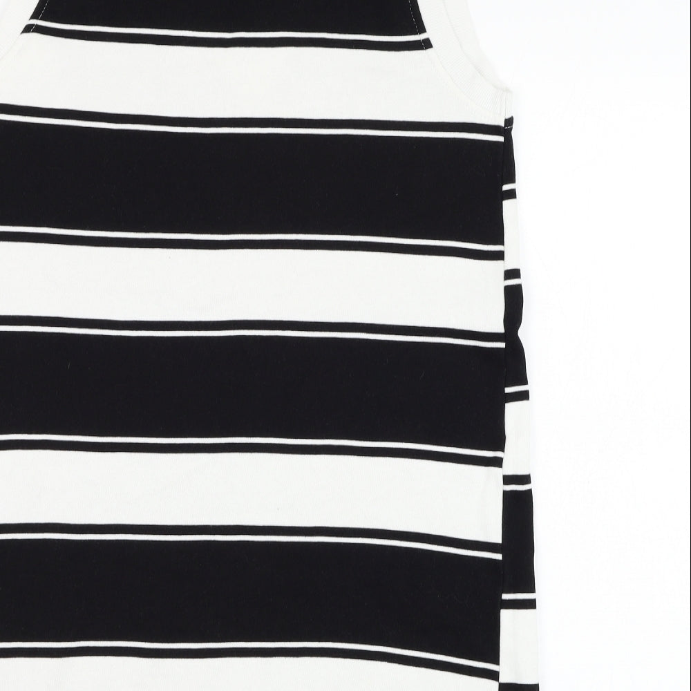 H&M Womens White Striped Cotton Vest Sweatshirt Size M  Pullover