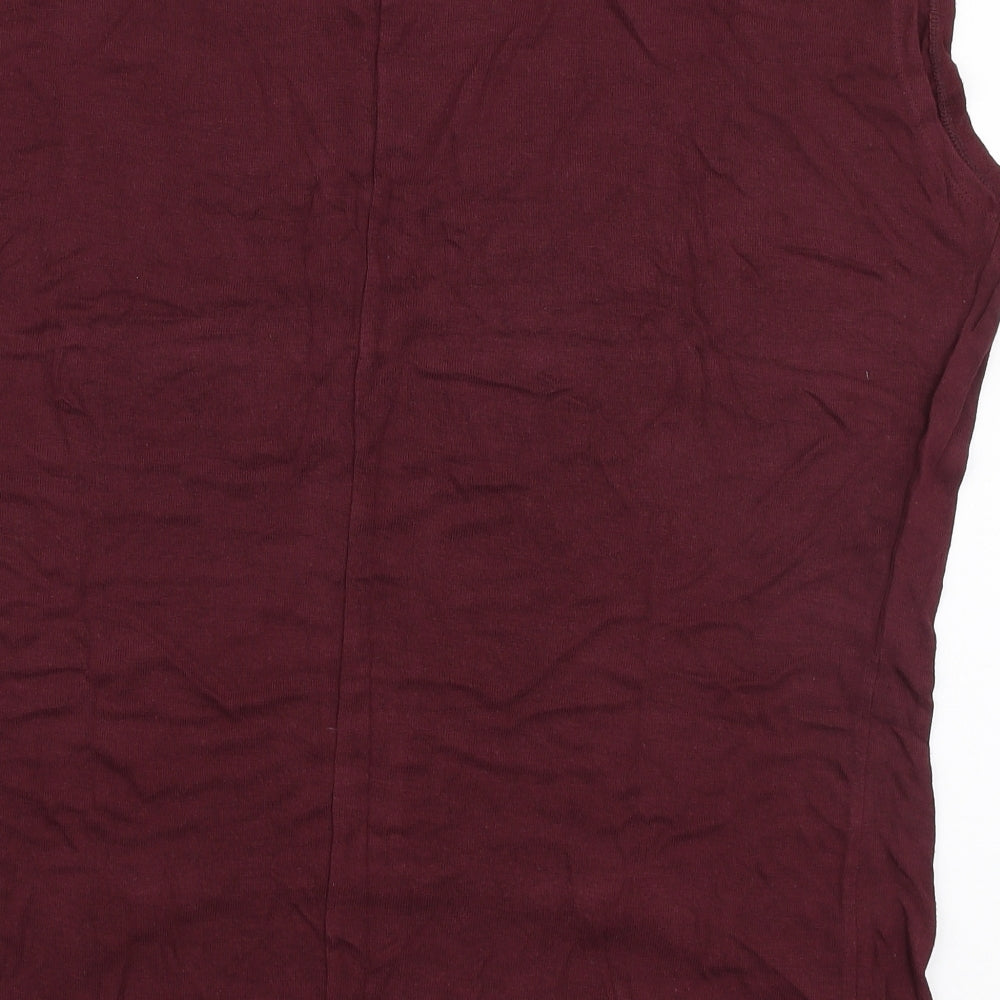 Topshop Womens Purple  Viscose Jersey T-Shirt Size 8 Round Neck