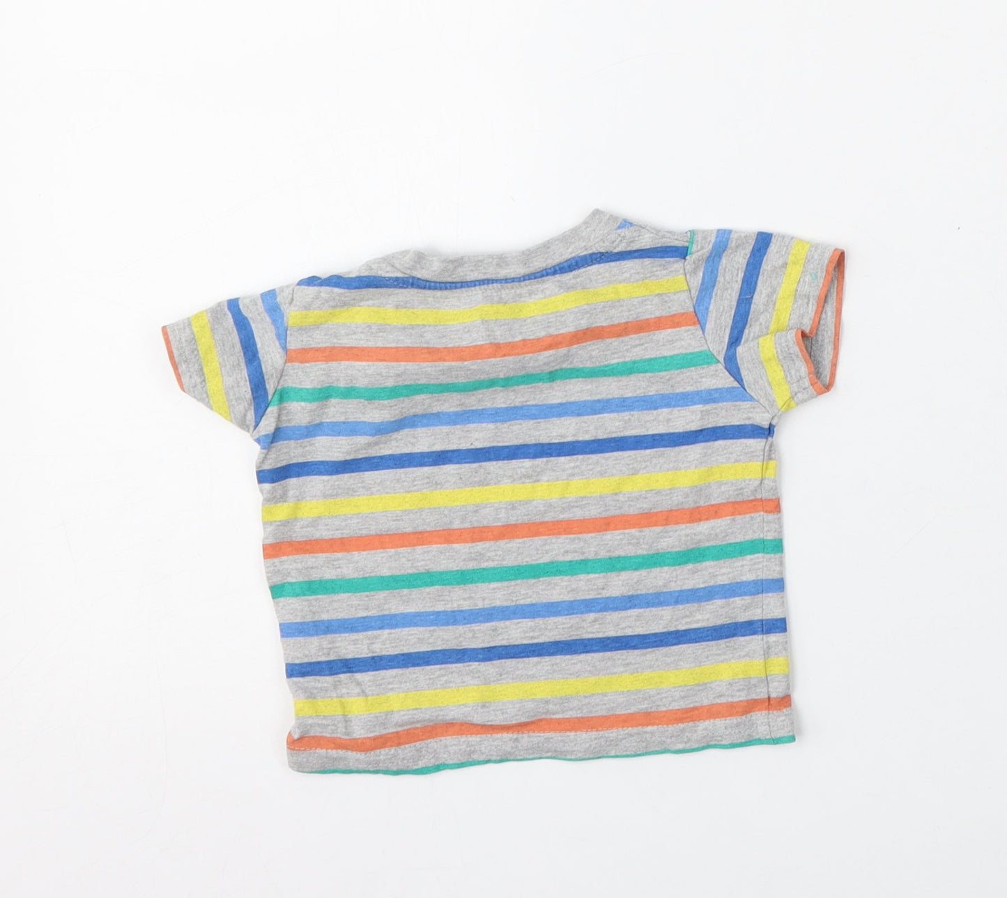 Primark Boys Multicoloured Striped Cotton Basic T-Shirt Size 3-6 Months Round Neck