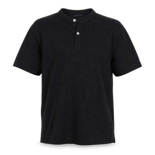 Lefties Mens Black  Cotton  Polo Size L Round Neck Button